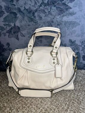 Coach Cream Leather Satchel with Gold Hardware